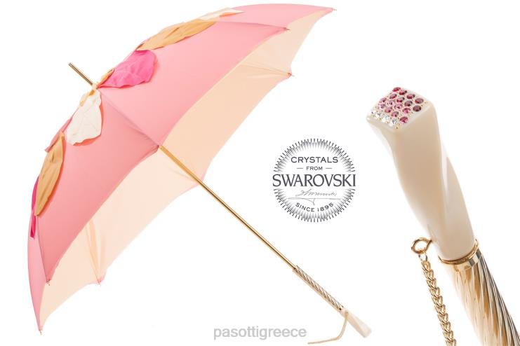 ομπρέλα | PASOTTI 163 sum-3 s7 - όμορφη ροζ ομπρέλα με φύλλα διπλό ύφασμα 2N6B8517 γυναίκες